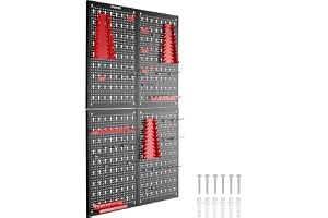tectake® Verktygstavla 4 skivor, metall, 160×60 cm, 34 krokar, utbyggbar