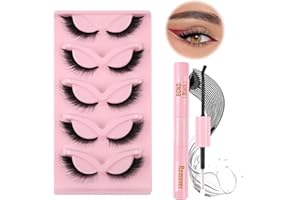 Glowing Win Kit Faux Cils Naturel avec Bond et Remover 3D Fox Eye Lashes 5 Paires Cat Eye Lashes Doux Faux Cils Yeux de Chat Oeil Moelleux faits à la main Angel Winged Reutilisable Fake Eyelashes