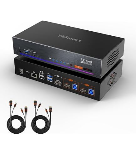 TESmart 4-Port Triple Monitor HDMI KVM Switch, 3 Monitors, 4