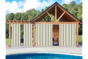 GZQIAWY Outdoor Patio Curtain Weighted Waterproof Drapes Blackout Thermal Insulated Privacy Curtains for Gazebo Porch Balcony Garden [1 Panel,50 in x 70 in (W x L),beige]