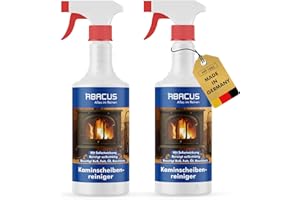 ABACUS® Kaminscheibenreiniger 2x 750ml – entfernt kraftvoll Ruß, Teer & Rauchharz – zum streifenfreien Reinigen von Kaminscheiben, Ofenglas & Kaminglas – effektiver Ofenreiniger (7741.2)