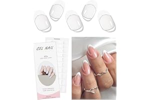 JMEOWIO Gel Nail Stickers White French Tip Transparent Semi-Cured Strips Wraps UV/LED Supplies Art Design Decoration Accessories