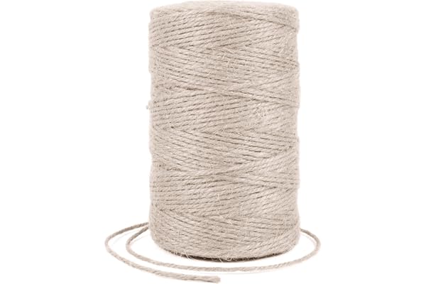 Uiopa Ficelle Jute 2mm x 200m, Ficelle Corde Jute Naturel Fil de Jardinage Corde Chanvre, Cordelette pour Jardin, Bricolage d'art Créatif, L'emballage Cadeau, Deco Noel (Blanc)