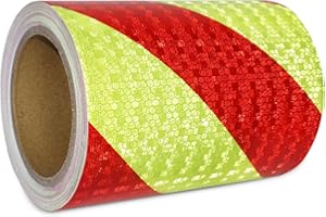 XFXIA Ruban Reflechissant Adhesif Rouge et Jaune 15cm x 10m Bande Reflechissante Autocollante Imperméable Bande Réfléchissante pour véhicules, voitures, remorques, extérieur