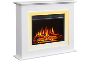 FlameKo Savannah Fireplace with 39" surround and Realistic Flame Effect Heater White Multiple Colours Available