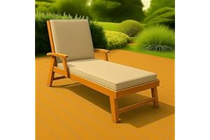 ARTISTIC FASHIONISTA LIMITED Sun Lounger WATERPROOF FOAM CUSHIONS Garden Sunlounger Cushions - Removeable Cover - Garden Recliner Cushion Chair Seat Pads Sunbed Cushion for Indoor Outdoor Patio Yard Beach (Beige)
