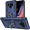 Case for Samsung Galaxy NOTE 9 with Tempered Glass Screen Protector,Ring Holder Protective Silicone Shockproof Tough Armor Hard Phone Cover,Blue