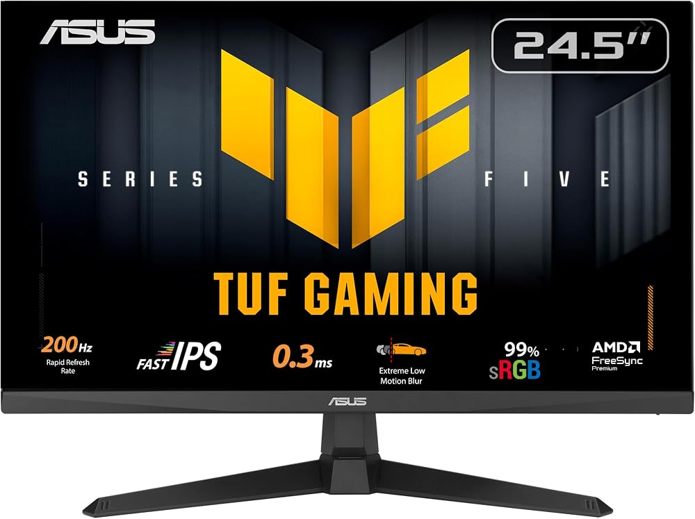 ASUS TUF Gaming VG259Q5A 24 İnç 1080p 200Hz Fast IPS Gaming Monitör | ELMB Sync, 0.3ms, Dahili Hoparlörler, FreeSync Premium, DisplayWidget Center
