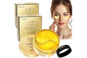 Lktvys Augenpads Gold – 2 Pack 120 PCS, Hyaluron Augenpads Gegen Falten, Augenringe & Tränensäcke, Eye Patches Für Trockene, Empfindliche Haut – Anti-Schwellung & Feuchtigkeitsspendend