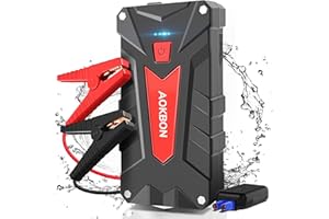 AOKBON Booster Batterie Voiture 1200 A 13200 mAh Démarrage de Voiture Démarreur Auto Intelligent Étanche (Jusqu’à 6 L Essence 5 L Diesel) avec 2 Ports USB à Charge Rapide 3,0 Lampe LED