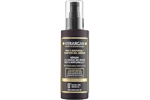 Kerargan - Suero Capilar Anti-Caída con Aceite de Ricino - Protección y Brillo para Cabello Seco, Quebradizo -Enriquecido con Aloe Vera y Aceite de Macadamia-Sin sulfatos, GMO, aceites minerales-100ml