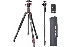 EVUMO Treppiede-Fotocamera 203cm, Alluminio Treppiedi-Tripods-DSLR-Overhead-con-Testa-a-Sfera-a-360-Gradi-e-Monopiede, Cavalletto Macchina Fotografic con 2 Piastre a Sgancio Rapido, Max Carico 8kg