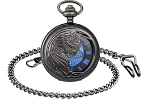 SUPBRO orologio da tasca vintage Orologio stile retro con quadrante rotondo e numeri romani Meccanico aquila