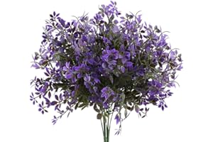 HUAESIN 2pcs Fiori Artificiali da Interno Arbusti Piante Finte Esterni Bouquet Fiori Finti Decorativi Cespuglio Plastica per Composizioni Floreale Piante Finte per Decorazioni Casa Balcone Giardino