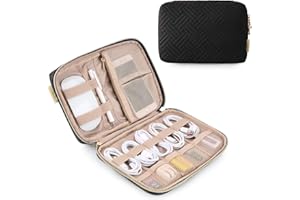 bagsmart Sac de Rangement Câble,Sac Câble Multifonctionnel,Voyage Accessoires pour Tablette, Disque Dur Externe, Chargeur, Adaptateurs, Cartes Mémoire,Noir