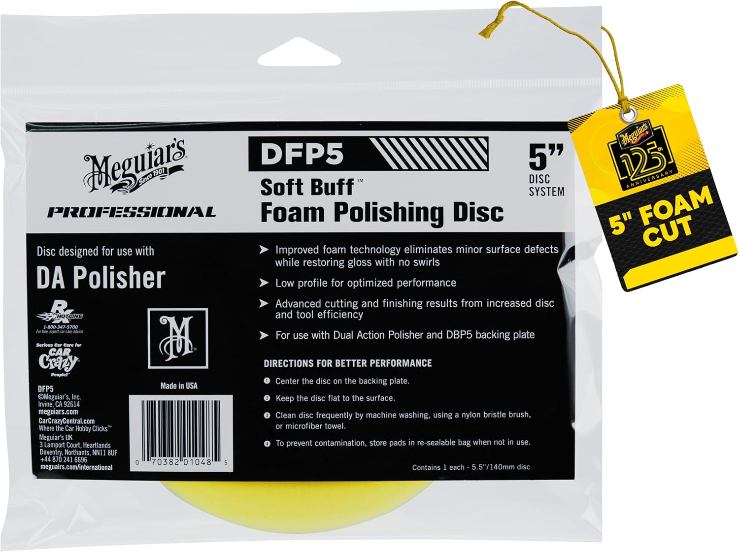 Meguiar's DFP5 Yellow Foam Polishing Disc - Medium Cut - 5 Inch (12,7 cm)