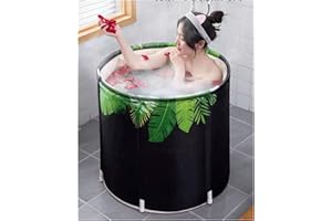 YANHE Baignoire portable et pliable avec mousse à ressort chaud pour maintenir la température (feuilles vertes)