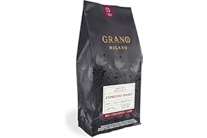 Grano Milano Coffee Beans 1kg Espresso Roast 80% Robusta, Medium Roast Intensity 4/5 Strong Coffee, Made in Italy