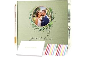 AISBUGUR Wedding Guest Book Polaroid Guest Book Wedding Reception 100 Pages Thick Paper Hardcover 8" x 10" Personalized Guest Book Alternative Baby Shower, Graduation Party with Pen