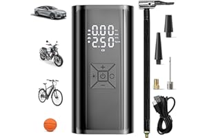 MICACORN Tragbare Elektronische Luftpump 4500mAh 5-Modi Digitalem LCD Display Elektrische Luftpumpe mit Auto-Off Mini Tragbare Fahrradpumpe Luftkompressor mit LED-Licht für Auto Motorrad Fahrrad Bälle