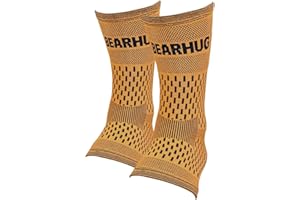 Bearhug Twin Pack Ankle Support for Men and Women - Ankle Brace for Sprained Ankle, Ligament Damage and Achilles Tendonitis Support - Bamboo Ankle Strap for Sports, Running, Gym