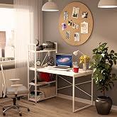 DEKOREX CLM108 BEYAZ METAL KİTAPLIKLI &Ccedil;ALIŞMA MASASI
