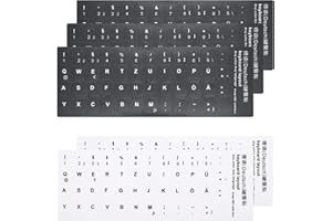 MIRRWIN 5 Stück Tastaturaufkleber Deutsch, Universal-Tastatur-Aufkleber Deutsches Aufkleberset für PC & Laptop Keyboard Tasten Aufkleber Gefrostet 11 x 13mm für Standard Tastatur, Laptop/PC, 3 Schwarz 2 Weiß