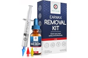 Medi Grade Kit Seringue Nettoyage Oreille - Avec Huile d’Olive de St Georges - 3 bouts Quadruple Jet - Plus de bouchon d’oreille - Kit Nettoyant Oreille Maison - Nettoyeur Oreille à eau