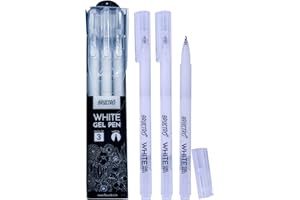 BRUSTRO White Gel Pen Tip size -1 mm Pack of 3 Ideal for Students and Adults, Drawing, Mandala Arts, Students, Office Use, Writing, Pen Set
