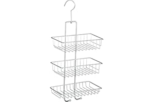 WENKO Portaoggetti appendibile per doccia Nivala - scaffale per la doccia con 3 ripiani, 2 ganci, Acciaio, 22 x 50 x 13.5 cm, Cromo