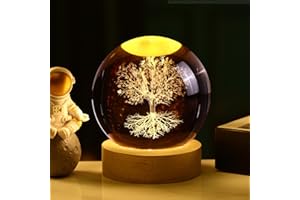 Eyezeeption Silvester Led Schneekugel Weihnachten Weihnachtsdeko, 3D Neujahrsgeschenke Kleeblatt Kristallkugel Glückslicht Leuchtkugel Weihnachten, 7 Farbwechselnde Glaskugel. (Lebensbaum)