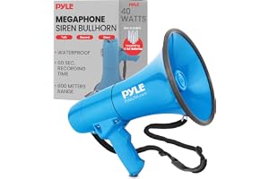 Pyle 40 W megafon siren bullhorn högtalare, bärbar och lätt automatisk bullhorn för inomhus- och utomhusbruk, 800 kvadratmeter projektionsintervall, använd som siren/musik