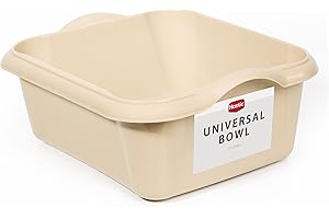 Hastic Bacinella Plastica Rettangolare 10L - Bacinelle in Plastica Universali e Resistenti (36x30,5x16cm) - Per Lavare i Piatti, Trasportare il Bucato - Beige