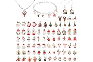 EBANKU Ciondoli Cervi del Pupazzo di Neve Dell'albero di Natale Dell'uomo Anziano Placcati oro Smaltati Charms Lega per Gioielli Fai Da Te, Collane, Bracciali, Orecchini, Regali per Natale