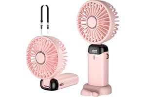 Rafada Handventilator, Tragbarer Mini Ventilator, Wiederaufladbar, Kleiner Taschenventilator Mit 5 Geschwindigkeitsstufen, Integrierter 4200mAh-Akku, Faltbarer USB-Ventilator für Büro, Outdoor