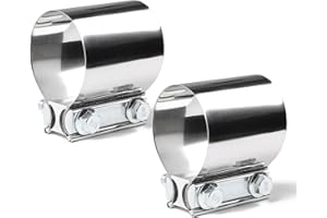 LALAGO Auspuffschelle, 2 Stück Edelstahl Rohrverbinder, Auspuff Schellen Klemmen mit Doppelschelle, Universal Korrosionsbeständig Auspuffrohrklemme für Auspuffrohr (Ø 64mm / L: 76,2mm)