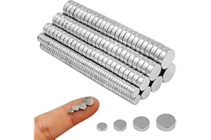 AYWFEY 250 Pcs Small Strong Magnets, Tiny Thin Mini Magnets,100 Pcs 3X1mm, 50 Pcs 4x2mm, 50 Pcs 5x2mm, 50Pcs 6x2mm, Round Small Magnet, for Crafts, Whiteboard, Fridge, Kitchen, Office