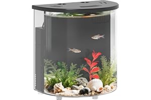 PawHut Fish Tank, 3L Nano Aquarium Starter Kit with Filter System, LED Light, Small Fish Tank for Betta, Shrimp, Black