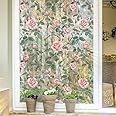 GORGECRAFT 100x43cm Pink Rose Rainbow Window Privacy Film Flower Sun Blocking Non-Adhesive Window Cling Stained Window Glass Decorative 3D Static UV Resistant Decals Sticker for Room Home