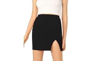 Oh! Pretty Womens Split Mini Skirt Ladies Pencil Stretchy Slit Skirt Short Sexy Elasticated Stretchy Mini Skirt Multiple Colours Sizes 8-22