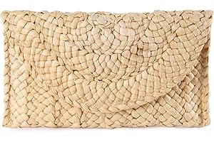 Syrads Pochette estive da donna in paglia intrecciata Borsa a tracolla in paglia Borsa da vacanza al mare