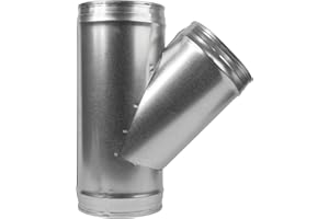Repa Market 6 to 6 Inch (150 mm) WYE Shape 45° Duct Splitter, Galvanized Steel 3-Way Vent Connector for Exhaust Fan and Dryer, Round Metal Ventilation Pipe Joint for Indoor and Outdoor HVAC Systems