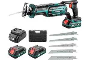 Seghetto alternativo,STANEW sega universale, 5 Lame per Taglio Legno e Metallo,2x Batería de Litio 2000mAh 20V, cambio lama senza attrezzi+guanti professionali +valigia