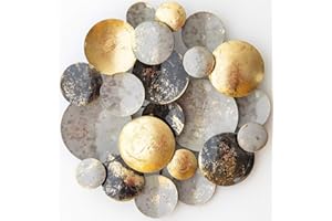 ZEYA Wanddeko Metall Ø 30 cm, 3D Wandornament rund, Wandskulptur Metall in gold schwarz grau, Metallbild 3D als perfekte Deko Wohnzimmer, Präsent zu Weihnachten