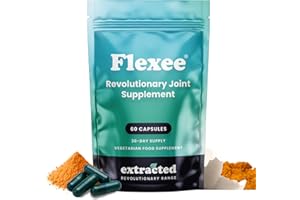 Extracted Flexee Joint Supplements Advanced Formula with Eggshell Membrane, 30 Day Supply - Glucosamine Chondroitin MSM, Collagen with Hyaluronic Acid, Turmeric & Boswellia, Vegetarian - 60 Capsules