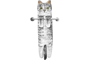 AGRIMONY Divertidos Gatos Toalla de Mano-Decoración Gato Toalla Colgantes para Baño Trapos de Cocina-Animal Absorbente Suave Toallas-Regalos Graciosos para Originales Mujer Amantes de Los Gatos-Gris