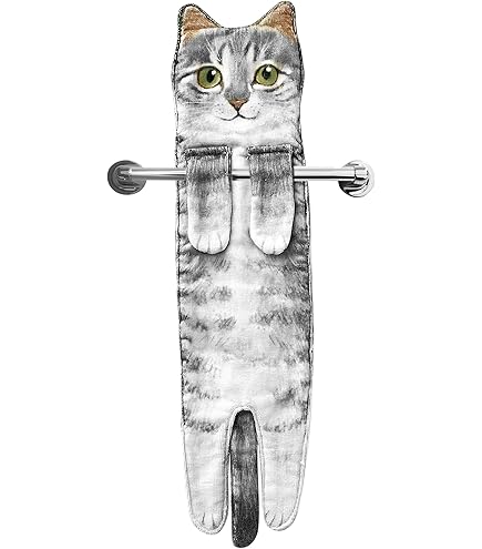Grappige kattenhanddoeken - schattige badkamer keukenhanddoeken kat decor decoratieve hangende gezichtshanddoeken super absorberend zacht -unieke Moederdag verjaardag Kerstmis nieuwe thuisgeschenken