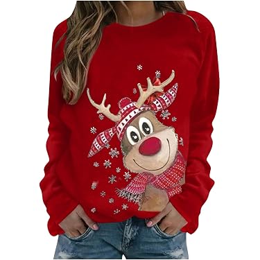 Sweat De Noël Femme - Pull Festif Moche Chic, Motifs Rennes/sapins, Oversize, Pour Soirées De Fêtes