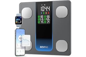 RENPHO Bascula Grasa Corporal y Muscular, Bascula de Baño con Pantalla LED Grande, Bascula Inteligente para Músculo IMC, Máquina de Pesaje de Composición Corporal, Fitness