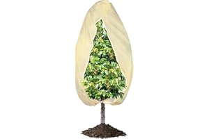 ZHXMALL Pflanzenschutz Winter, 180 X 120 cm Winterschutz für Pflanzen, Winterschutz für Kübelpflanzen Frostschutz, Pflanzenabdeckungen Mit Reißverschluss & Zugband, Atmungsaktiv - Reißfest, Beige